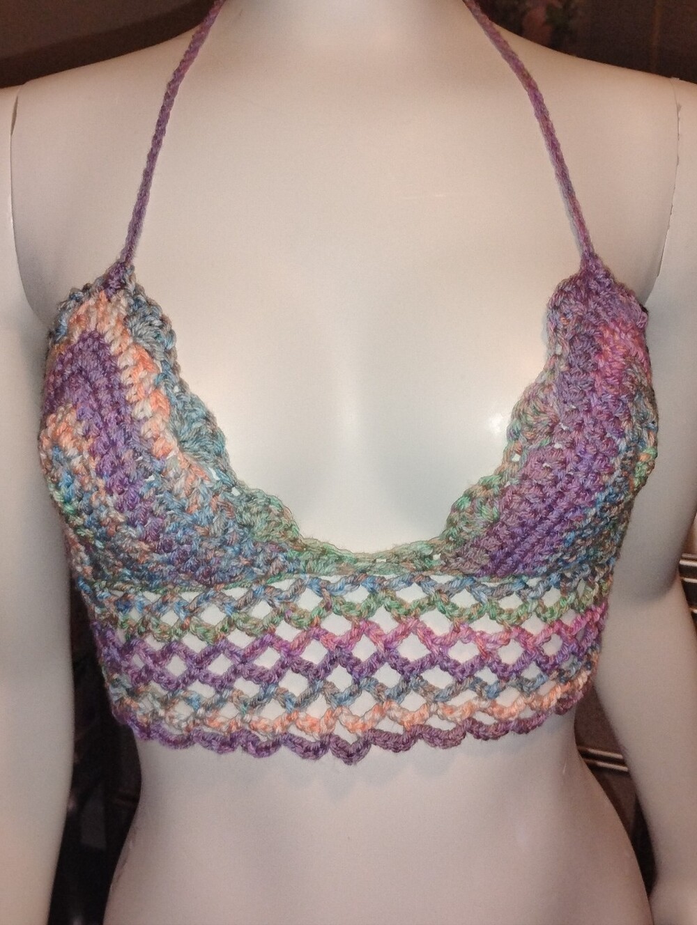 Handmade Multicolor Crochet Halter Top
